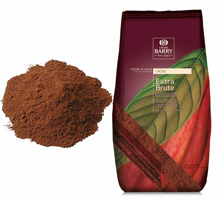 Cacao Barry Extra Brut Какао-порошок темно-красный 22-24% алкализированный 200г.